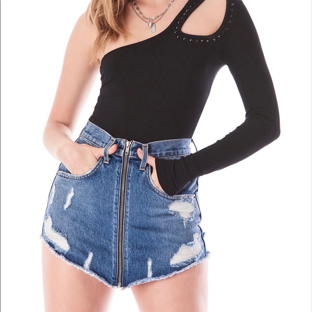 LF Carmar Front Zip Beatrice Denim Skirt